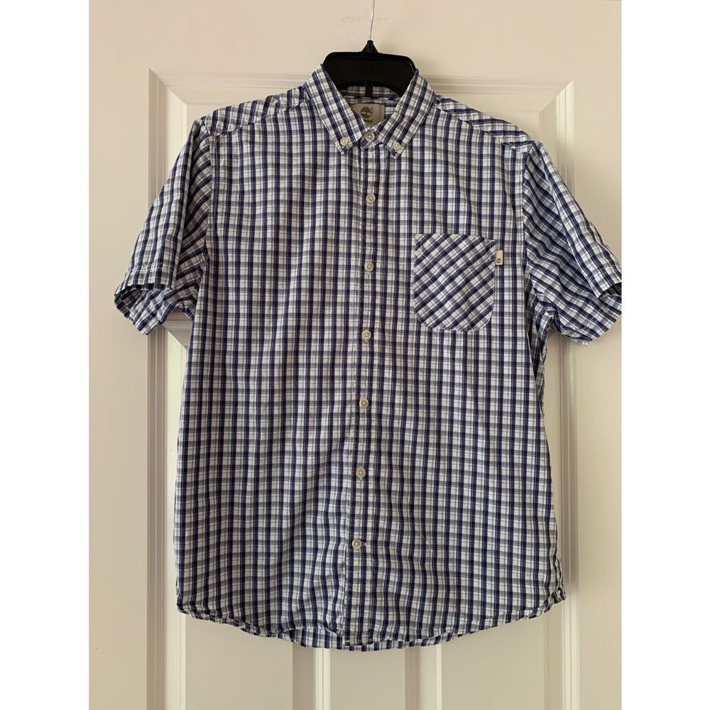 Timberland Mens Plaid Cotton Button Up Shirt size Medium